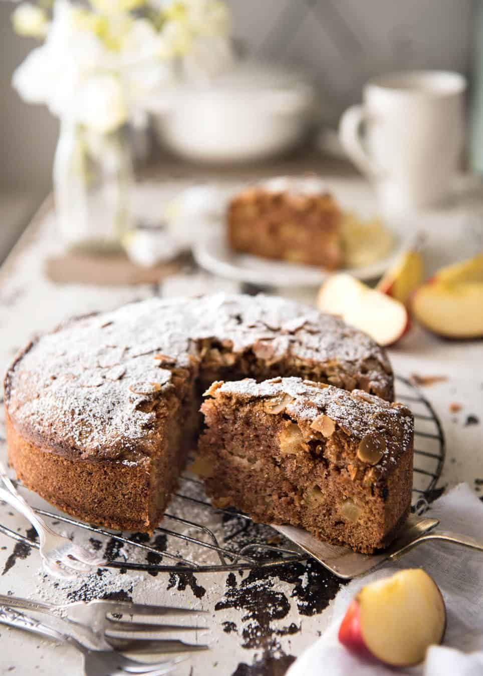 Hands down, the easiest and BEST Apple Cake recipe you will ever try! Made with fresh apples, no electric mixer required to make this beautiful moist cake. www.recipetineats.com