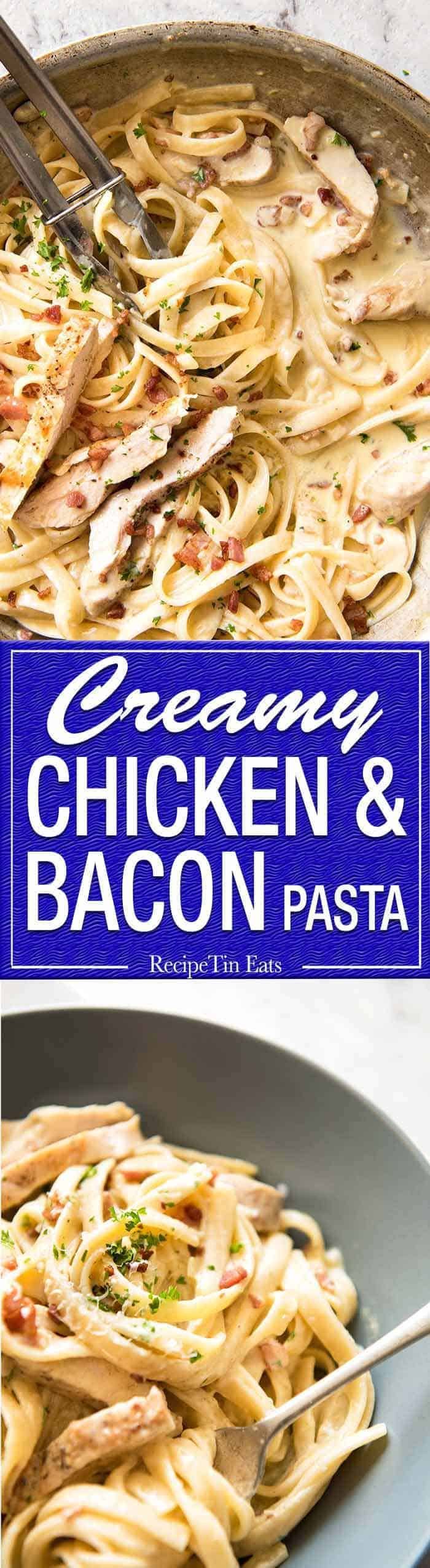 Creamy Chicken and Bacon Pasta - for all those days when nothing but a creamy pasta will do. www.recipetineats.com
