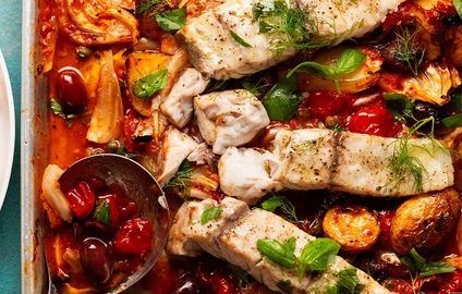 Puttanesca fish tray bake dinner