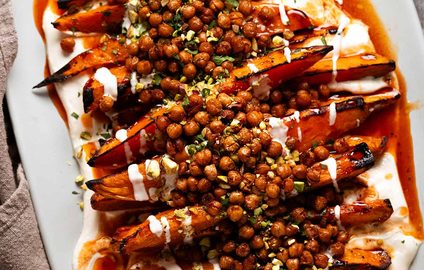 Maple sweet potato salad with whipped tahini